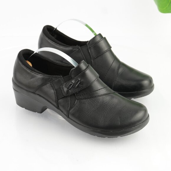 Clarks Womens Angie Pearl Loafers Size 7 M Black Leather Booties Shoe Block Heel - Picture 12 of 12